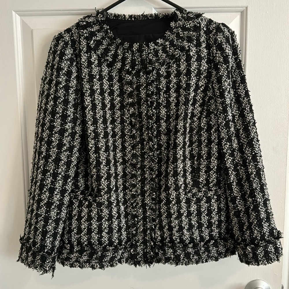 Ann Taylor Tweed Fringe Blazer